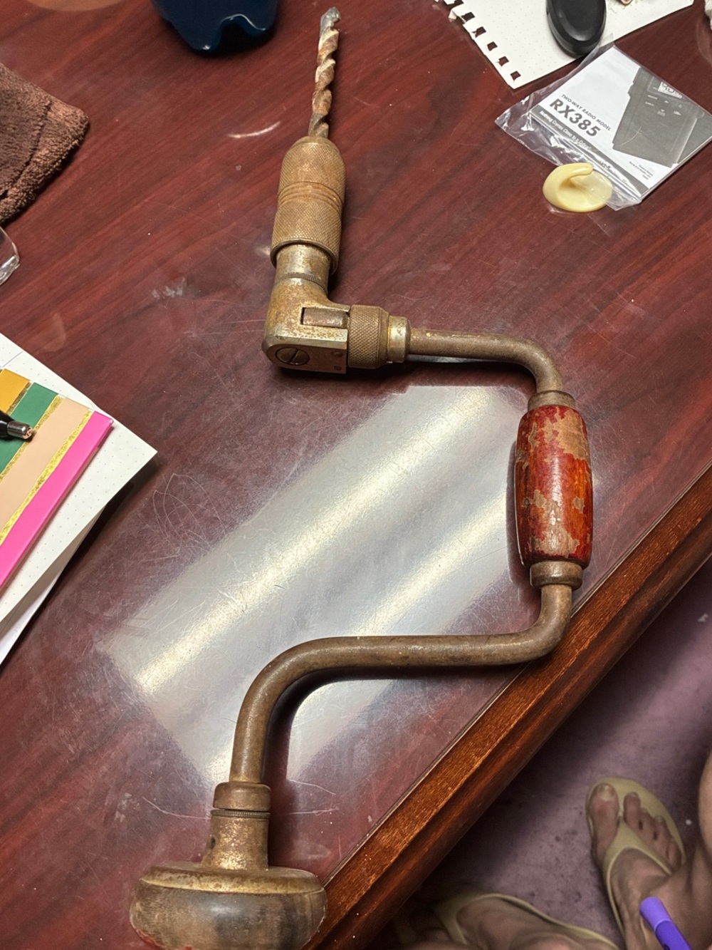 Vintage Hand Crank Brace Drill - Brass/Patina Finish